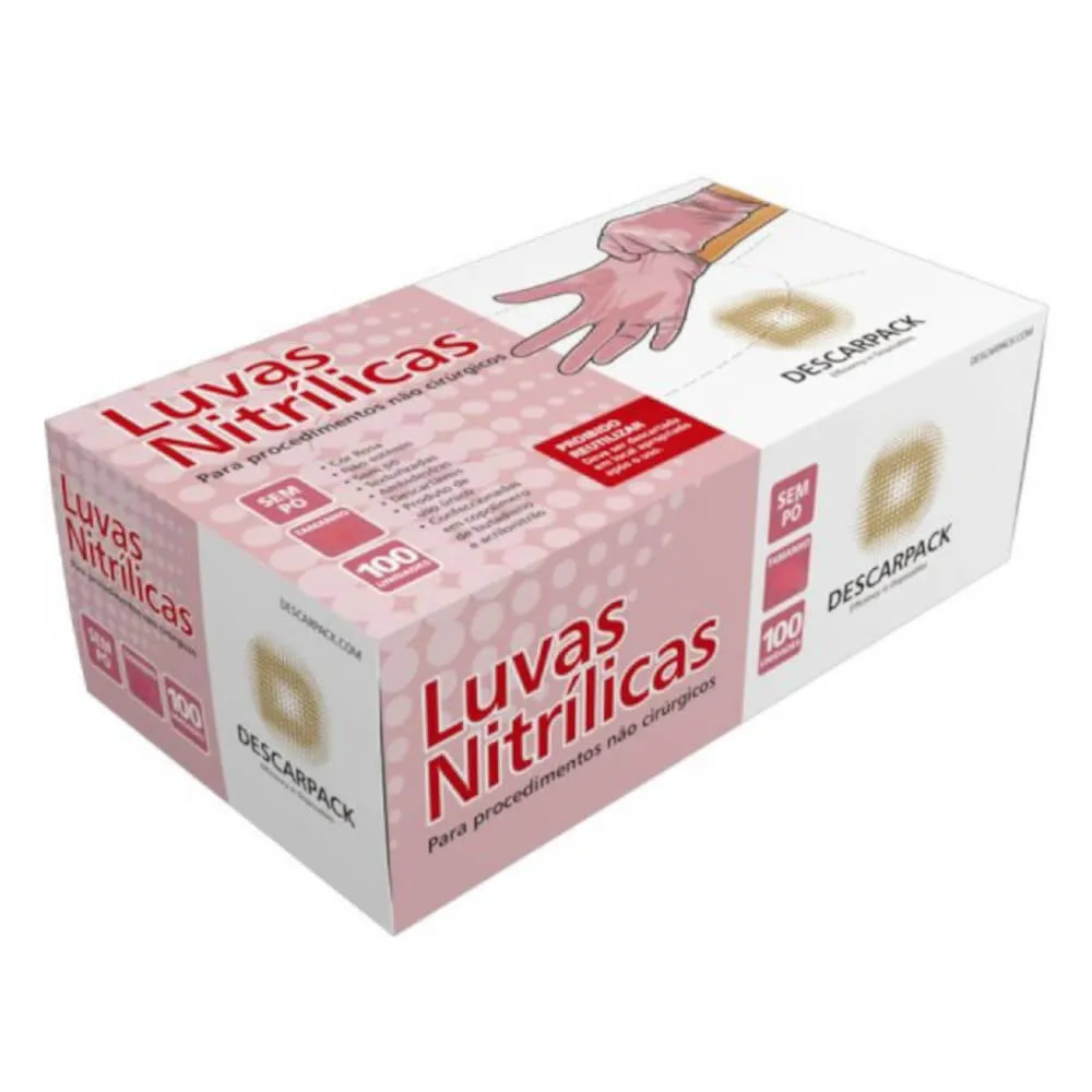 Luva de Procedimento em Nitrilo Rosa - Descarpack